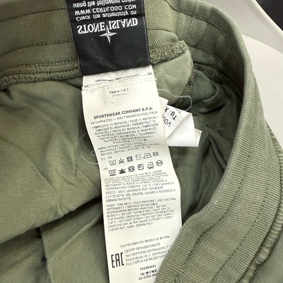 Stone Island Green Patch Cotton Cargo Sweatpants Drawstring Joggers Men Size XL - Picture 4 of 6